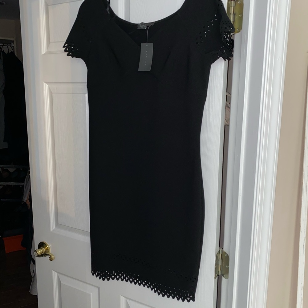 Laser cut / lace trim dress